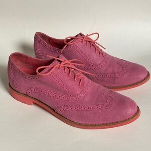 COLE HAAN Alisa Oxford Loafers in Pink Suede, Size 10.5